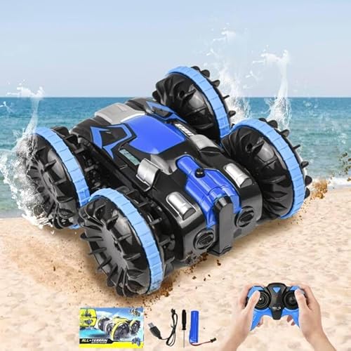 Zequech Amphibisches ferngesteuertes Fahrzeug, 360° Rotation 2.4GHZ Remote-Technologie, Schwimmbad, Strand, Outdoor, wasserdicht Geschenk für Kinder ab 6 Jahren, blau von Zequech