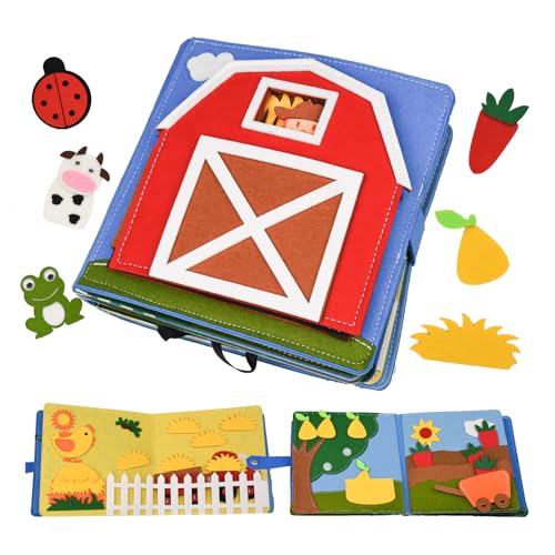 Zequech Pädagogische Sensory Fabric Buch, Kinder Filz Lernspielzeug, Bauernhof Obstgarten Thematische 3D Activity Board, Montessori Geschenk für 3+Jahre alte Kinder von Zequech