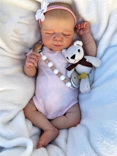 Zero pam 18Zoll Lebensechte Babypuppen Reborn Baby Mädchen Vollsilikon Vinyl Newborn Baby Puppe Schlafen Realistische Baby Puppe Echt Aussieht Zubehör Geschenk für 3+ Jahre alte von Zero pam