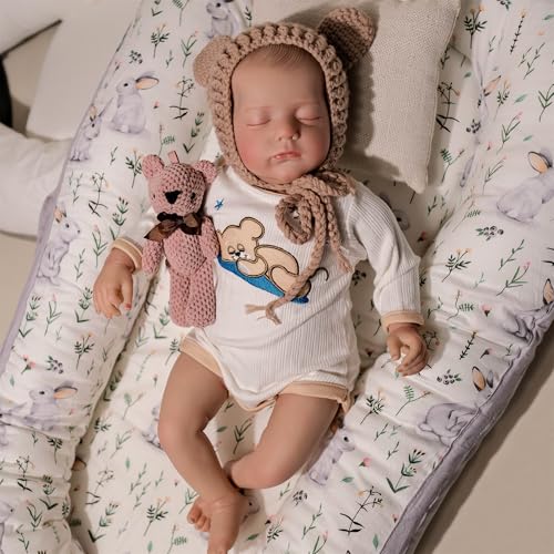 Zero pam 19 Zoll Süß Reborn Baby Junge 48 cm Augen Zu Lebensecht Reborn Puppe Junge Poseable Realistische Haut Babypuppen wie Echt mit Schnuller und Flasche für Baby Puppe ab 3 Jahr von Zero pam