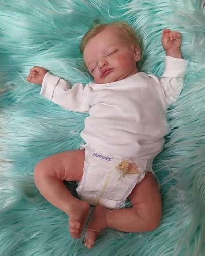 Zero pam 20 Zoll Reborn Baby Puppen Lebensecht Schlafende Neugeborene Jungenpuppe Blondes Haar Realistisch Silikon Puppe Wie EIN Echtes Baby Replik Puppe Spielzeug von Zero pam