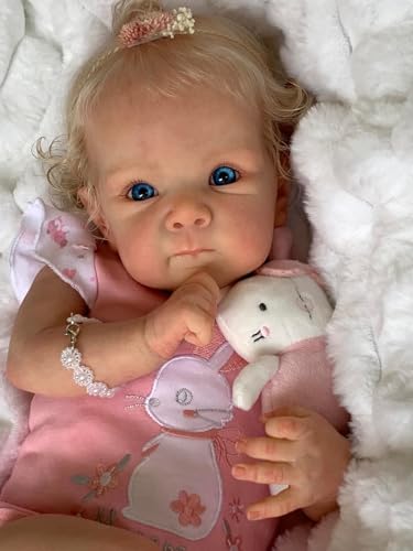 Zero pam Reborn Baby 18 Zoll Lebensecht Babypuppen Stoffkörper Silikon Baby Realistische Newborn Baby Puppe Wie Echt Blonde Haare Real Baby Puppe Wie EIN Echtes Baby von Zero pam