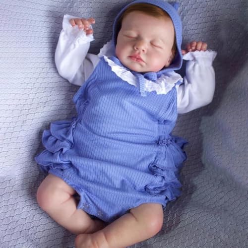 Zero pam Reborn Baby Mädchen 20 Zoll 50 cm Augen Zu Silikon Babypuppen Lebensecht mit Haaren Reborn Puppen Aus Stoff Weichkörper Wie EIN Echtes Baby Puppe Weichkörper für Kinder Ab 3 Jahren von Zero pam