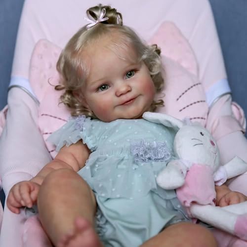 Zero pam Reborn Baby Mädchen 20 Zoll 50 cm Süss Lächelnd Reborn Baby Neugeborene Vollsilikon Lebensecht mit Haaren Mädchen Babypuppen Wie Echt Babys mit Augen Offen Spielzeug für Kinder Ab 3 Jahren von Zero pam