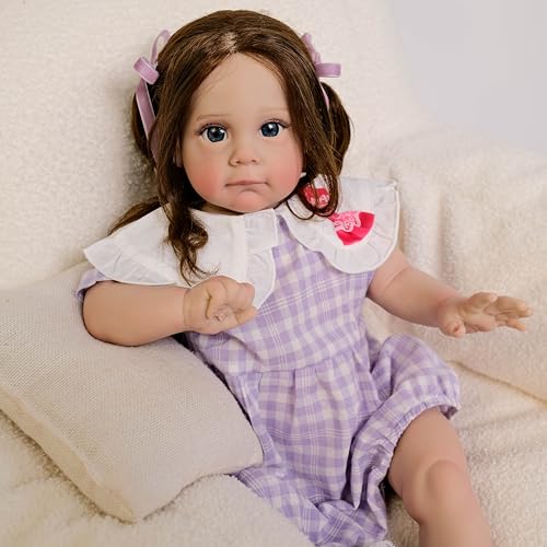 Zero pam Reborn Baby Mädchen 24 Zoll 60cm Reborn Toddler Puppen Lebensecht Babypuppe Weichkörper Wie Echt Realistische Silikon Puppen Baby Kleinkind Mit Stoffkörper von Zero pam