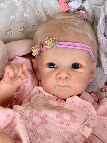 Zero pam Reborn Baby Mädchen Augen Offen Reborn Baby Vollsilikon Lebensecht Reborn Puppe 19 Zoll Reborn Baby Puppe Wie Echtes Baby Silikon Baby Mit Blondes Haar Newborn Puppe von Zero pam