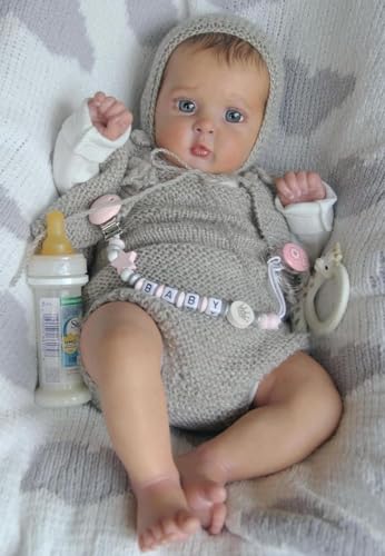 Zero pam Reborn Baby Puppe 19 Zoll Lebensechte Wiedergeborene Babypuppe Handgemachtes Realistische Neugeborene Baby-Puppen Weich Baby Puppe Echt Aussieht mit Fütterungszubehör von Zero pam