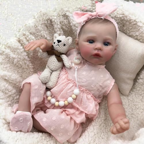 Zero pam Reborn Baby Vollsilikon Lebensecht,Reborn Baby Mädchen 48CM Lebensechte Babypuppen Echte Babypuppe Reborn Puppen Lebensecht Mit Schnuller von Zero pam