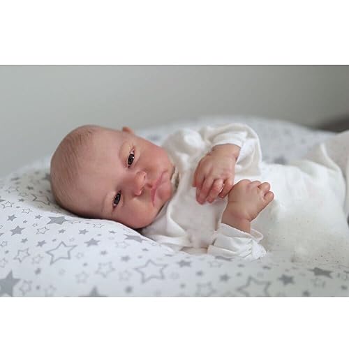 Zero pam Reborn Baby Vollsilikon Lebensecht Junge 19 Zoll 48cm Realistisch Neugeborenes Baby Puppen Wasserdicht Reborn Baby Puppen Die Echt Aussehen (Puppe Junge Mit Blauen Augen) von Zero pam