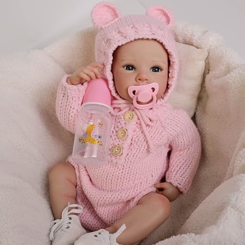 Zero pam Reborn Baby Vollsilikon Lebensecht Mädchen,lebensechte Neugeborene Babypuppen 18 Zoll Handgefertigte Reborn-Kleinkindpuppen Mit Weichem Körper Für Kinder von Zero pam