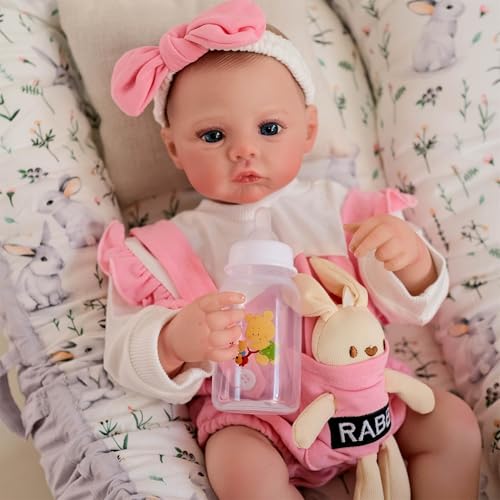 Zero pam Süß Reborn Baby Mädchen 48 cm 19 Zoll Lebensechte Reborn Puppen Aus Stoff Wie EIN Echtes Baby für Mädchen Realistisch Newborn Babypuppe Mädchen Augen Auf für Kinder ab 3 Jahren von Zero pam