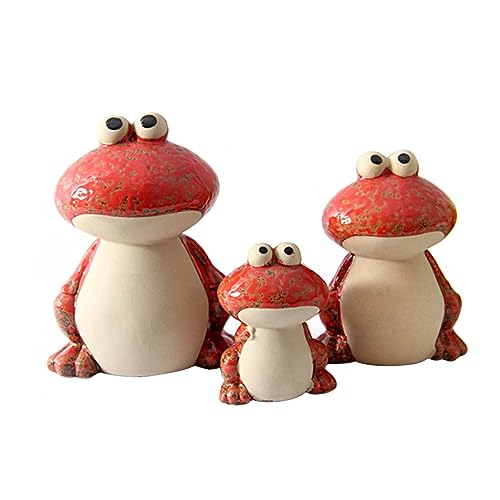 Zerodeko 1 Frosch Dekorative Ornamente Puzzle Aquarium Frosch Plüsch Märchengarten Dinosaurier Miniatur Figur Solar- Puppe Ausgestopft Zwerge Tiere Gnom Skulptur Draußen Drachen Rot Keramik von Zerodeko