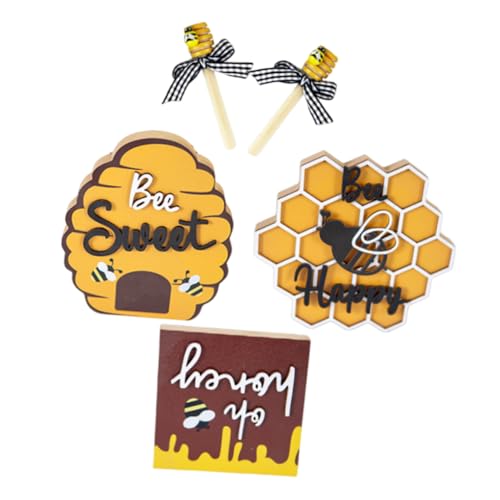 Zerodeko 1 Satz Einrichtungsgegenstände für Bienen Holz Bienen Dekoration Bienen Thema Wohnaccessoires Bienen Thema Partydekoration dekorative Wabe Dipper Bienenstock-Dekore hölzern Yellow von Zerodeko