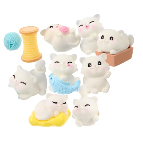 Zerodeko 1 Satz Mikro-Landschaftsverzierung Kuchendeckel Katze Katzenmodell Miniaturtiere Tierfiguren Mini-Katzenskulptur Animal Figures tierische bescherung Katzen-Dekor Mini-Tiere Harz von Zerodeko