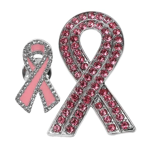 Zerodeko 2 Stück Band Brust Pin Awareness Broschen Band Brustkrebs Awareness Broschen Pin Legierung Strass Band Anstecknadel Für Frauen von Zerodeko