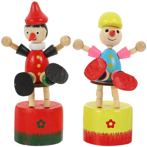 Zerodeko 2 Stück Clown-Figur Clown-Statuen Tisch-Clown-Spielzeug Holzkunst Skulptur Blumentopf-Figur Zirkusfiguren Fingerpuppe Weihnachtsclown-Requisiten Fingerspielzeug-Modell von Zerodeko