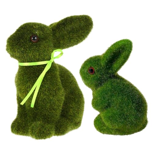 Zerodeko 2 Stücke Outdoor Garten Figuren Statue Ostern Bunny Handwerk Beflockung Bunny Handwerk von Zerodeko