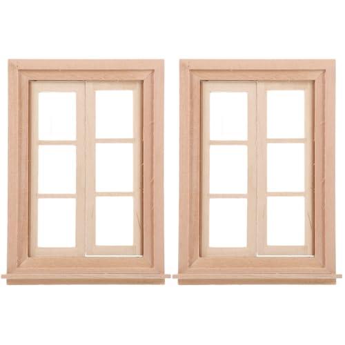 Zerodeko 2 Stück Puppenhaus-Fensterrahmen Puppenhaus-Fenster 1:12 Puppenhaus-Fenster Aus Holz Winzige Puppenhaus-Fensterrahmen-Modelldekoration von Zerodeko