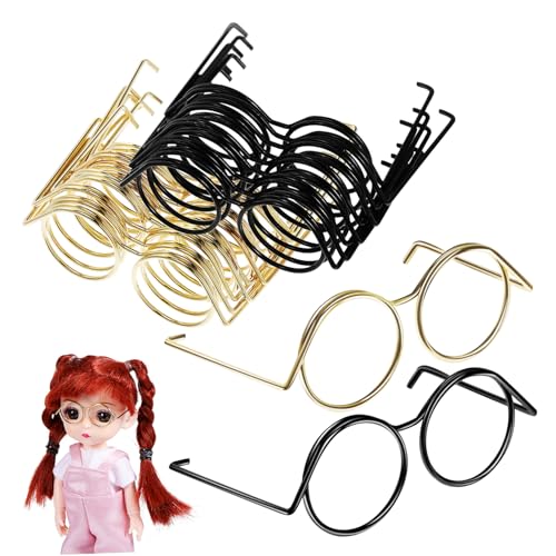 Zerodeko 20st Puppe Universelle Kleine Augen Puppenbrillen Bastelgläser Fürs Puppenhaus Mini-brillenmodelle Winzige Gläser Puppenhausbrille Brillenrequisiten Für Puppe Puppenzubehör Kupfer von Zerodeko