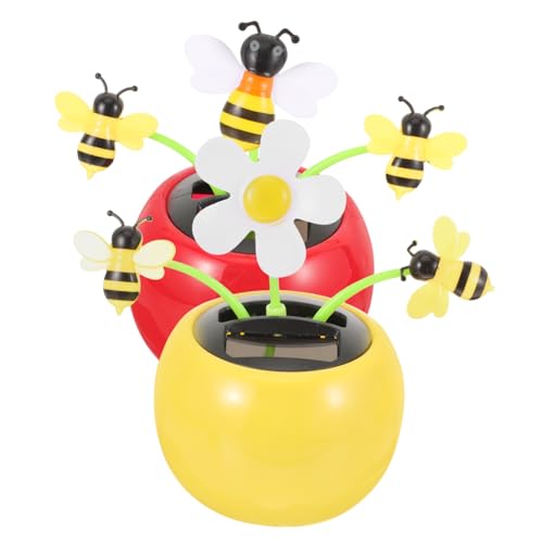 Zerodeko 2St Biene Spielzeug für Kinder kinderspielzeug wackelnde Spielzeugauto-Dekoration Bienen-Design-Schaukel-Auto-Ornament Gelb tischdeko spielsachen Solarbetriebenes von Zerodeko