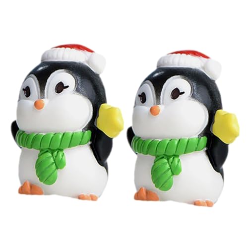 Zerodeko 2St Mikro-Landschafts-Pinguin-Ornamente Mini-Winterpinguinfiguren Pinguin-Cupcake-Topper tooniesfiguren miniaturfiguren autodeko Mini-Pinguin-Skulptur Pinguin-Statue aus Harz Green von Zerodeko