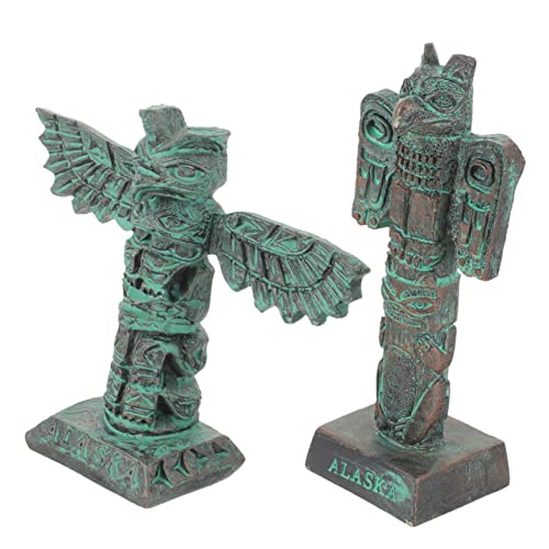 Zerodeko 2St stammessymbol Dekoration Gartendekoration Rasenstatuen Tiki-Totem-Statue Stammessymbol der Simulation Tiki-Totempfahl Gartenverzierung Stammes-Symbolschmuck für den Garten Harz von Zerodeko