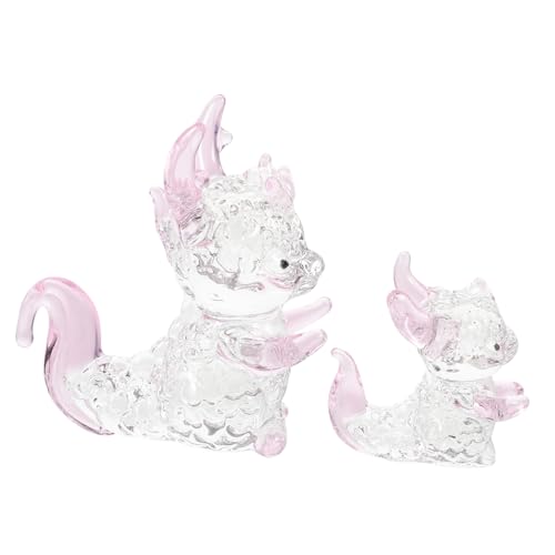 Zerodeko 2st Kristalldrachenstatue Protokoll Drachenverzierung Ornamente Luftpumpe Für Aquarien -Aquarium Monster Dinosaurier-wanddekorationen Aquarienverzierung Skulptur Gnom Rosa von Zerodeko