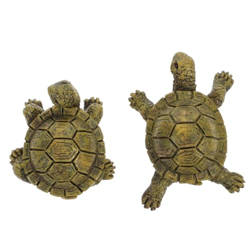 Zerodeko 2st Schildkröte Meerestierfigur Lebensechte Tierfiguren Feengarten-Ornament Realistische Meerestiere Tierfiguren Aus Vinyl Tierfiguren Dekor Simulation Tierfigur Harz Dark Green von Zerodeko