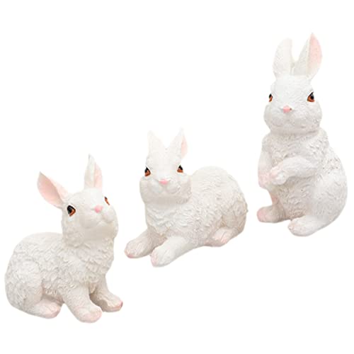 Zerodeko 3 Stück Kaninchen Dekorative Ornamente Hasenfiguren Hase Plüsch Hamster Plüschhase Ostern Miniatur Kaninchenfiguren Kaninchendekorationen Osterdekorationen von Zerodeko