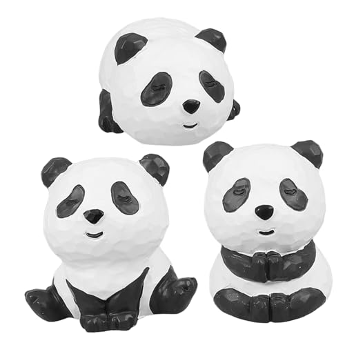 Zerodeko 3st Panda-verzierung Tierfiguren Mini-Panda-Figuren Panda-figurenspielzeug Miniatur-tierfigur Zubehör Für Panda-mottopartys Miniatur-Panda-Statue Cartoon-Panda-Modell Hofpanda Harz von Zerodeko