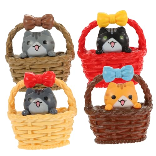 Zerodeko 4 Stück Katzengartendekorationen süße Cartoon-Katze Außendekorationen Mini-Katzenfigur Cartoon cat Cutie Cats Desktop kleine Katzenstatuen Miniatur-Katzenornamente Material PVC von Zerodeko