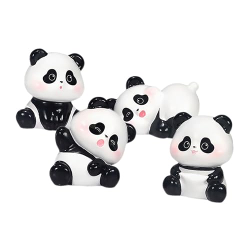 Zerodeko 4 Stück Panda Handgefertigte Verzierung Panda-außendekoration Miniatur-Panda-Figur Chinesische Pandafiguren Garten-Panda-skulptur Mini-Panda-Statue Mini-Panda- Hofpanda Harz von Zerodeko