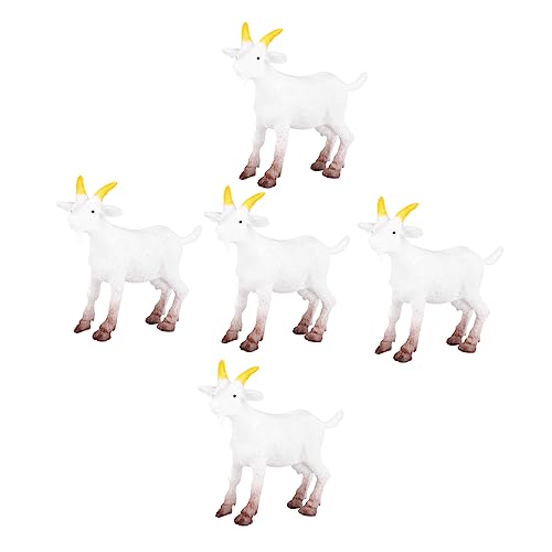 Zerodeko 5St Widder-Modell-Ornament Tiere Lammfigur Realistisches Tier Ziegenfiguren Liebe Schafdekor Farm Spielzeug PVC Tiermodelle Kuchen Miniatur-Schaf- Simulation Schaf Weiß von Zerodeko