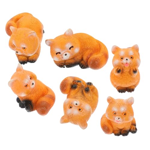 Zerodeko 6St Panda-Statuen Mini-Tierfigur Rote Panda-Figur Miniaturtierspielzeug roter Panda Animal Figures wohnzimmerdeko bastelset Kaninchen zubehör Mini-Tiere tierisches Handwerk Harz von Zerodeko