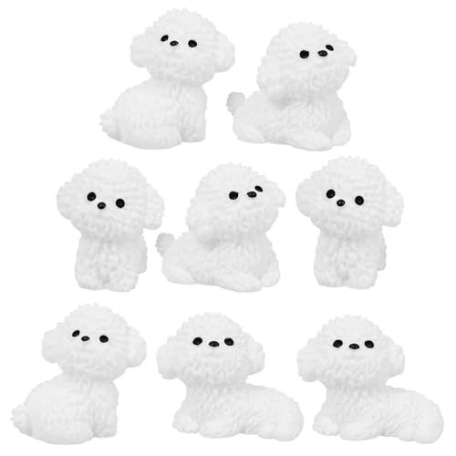 Zerodeko 8 Stück Mini Bichon Frise Ornamente Feengarten Tiere Hundeskulptur Kleine Tier Bonsai Miniatur Tierspielset Mini Tierfiguren Winzige Welpenstatue Mini Hundemodell Weißes von Zerodeko