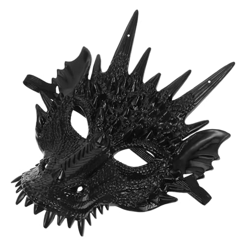 Zerodeko Drachenmaske 3D-Tiermaske Chinesisches Neujahr Drachenmaske 2024 Jahr Des Drachen Halloween Maskerade Kostüm Für Frühlingsfest Cosplay-Requisite (Schwarz) von Zerodeko