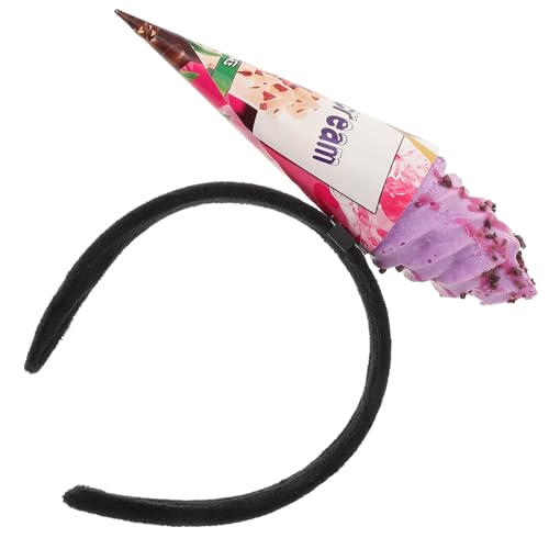 Zerodeko Eis-Stirnband Eistüte-Haarbänder Lustiger Essens-Haarreifen Verrücktes Eis Party-Hut Kopfbedeckung Verkäufer Kostüm Für Dessert-Party Kostümzubehör Violett von Zerodeko