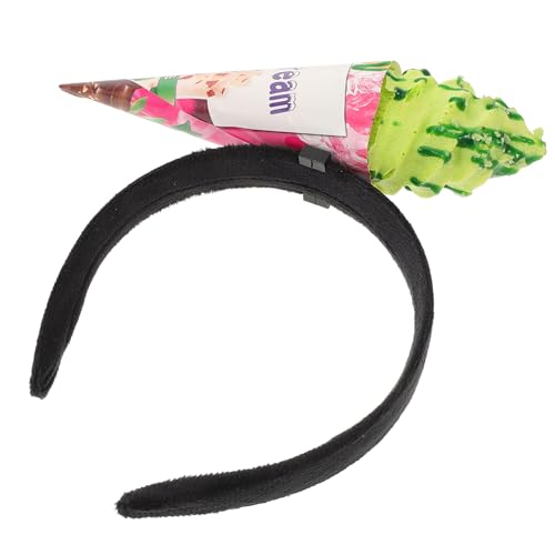 Zerodeko Eiscreme-Stirnband Eistütenförmige Haarreifen Lustige Mini-Nahrungsmittel-Kopfbedeckungen Dessert-Kopfbedeckung Für Halloween-Partyzubehör Grün von Zerodeko
