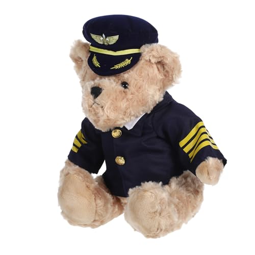 Zerodeko Flugkapitän Bär Aus Plüsch Weich Und Kuschelig Piloten Bär Süße Plüschbär Puppe In Uniform Für Partygeschenke Zum Kindergeburtstag von Zerodeko