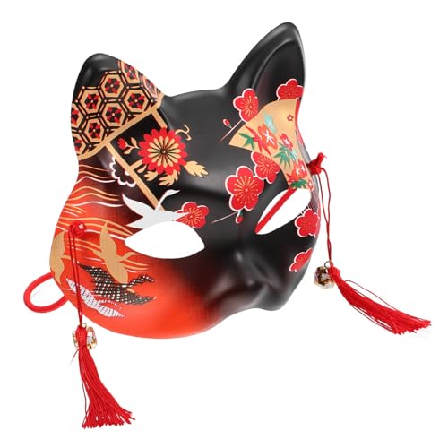 Zerodeko Fuchs Cosplay Maske Japanische Kitsune Kabuki Maske Katze Süße Cosplay Halbmaske Maskerade Ball Party Halloween Cosplay Bühne Requisiten von Zerodeko