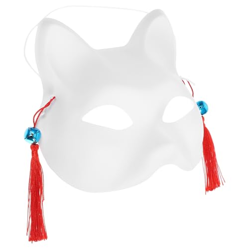 Zerodeko Halloween-Fuchsmaske Zum Selbermachen Bemalbare Diy-Masken Aus Weißem Kunststoff Unbemalte Katzenhalbrohlinge Handbemalte Masken Schlichte Maskerademasken Für Partygeschenke von Zerodeko