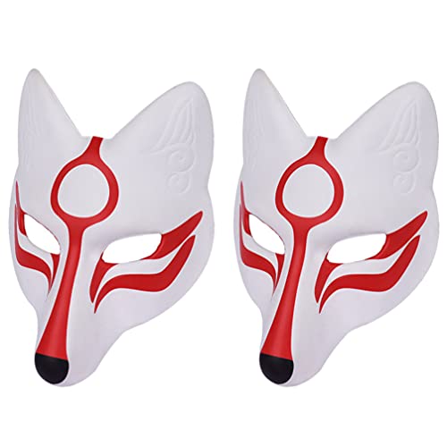 Zerodeko Halloween-Fuchsmasken Neuartige Japanische Kabuki-Kitsune-Masken Maskerade-Kostüm-Requisite Für Halloween-Party Für Erwachsene Kinder von Zerodeko