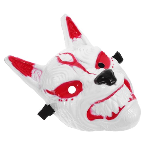 Zerodeko Halloween-Wolfsmaske Gruselige Wolfskopf-Tiermaske Wolfskostüm Therian-Maske Für Halloween-Kostüm Rollenspiel Maskerade-Party Weiß von Zerodeko