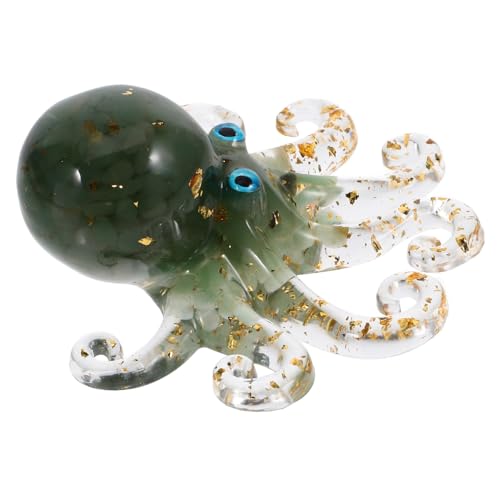 Zerodeko Ornamente Oktopus-Modell Schreibtisch-Tier-Statue Oktopus-Briefbeschwerer Tierfigur Statue aus Kunstharz Figur aus Tierharz tierische Harzverzierung natürliche Jade Green von Zerodeko