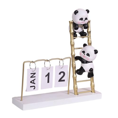 Zerodeko Panda-Kalenderornament platzsparend Blechschild Wandkalender Uhren Retro-Klappuhr Flip-Tischuhr Tischkalender fürs Büro wiederverwendbarer Flip-Kalender Desktop-Kalender hölzern von Zerodeko