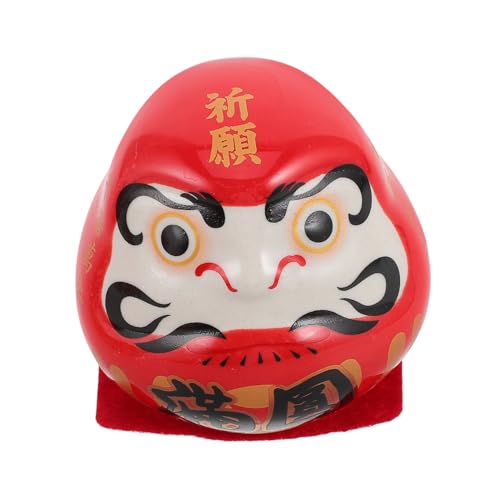 Zerodeko Rote Bodhidharma-Ornamente Kleiner Daruma Japanisches Daruma-puppenstatue Japanische Gartendekoration Im Freien Dekorationen Japanische Statue Keramik von Zerodeko