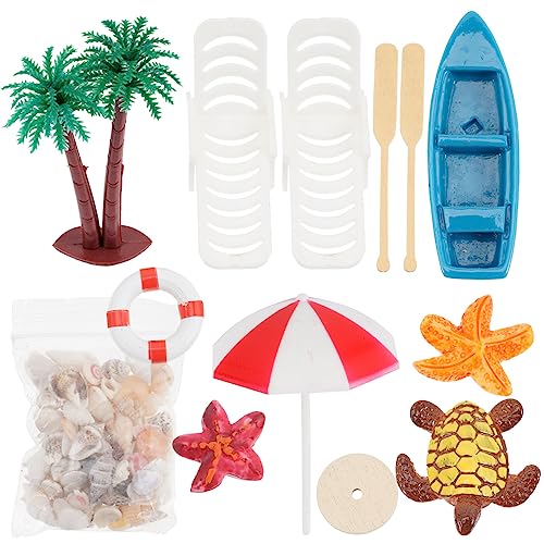 Zerodeko Strand-Miniatur-Puppenhaus-Dekoration Strandkorb-Regenschirm Meer-Strand-Accessoires Geeignet Für DIY-Garten-Puppenhaus-Pflanzen-Dekoration Strand-Thema 1 Set von Zerodeko