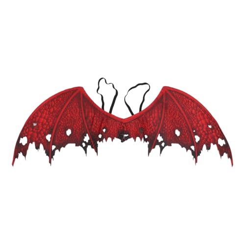 Zerodeko Teufelsfledermausflügel Rote Vlies-Fledermaus-Dämonenflügel Cosplay-Requisiten Für Halloween Karneval Rollenspiel-Requisiten Party-Anziehsachen von Zerodeko