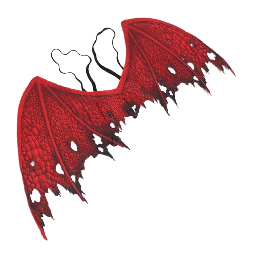 Zerodeko Teufelsfledermausflügel Rote Vlies-Fledermaus-Dämonenflügel Teufelskostüm Für Halloween Karneval Rollenspiele Cosplay-Requisiten Party-Verkleidung von Zerodeko