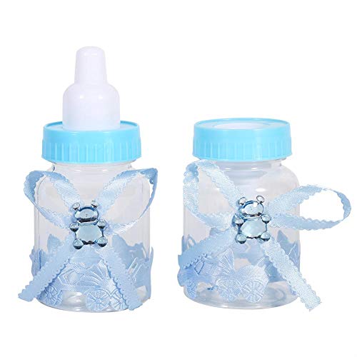 50 Stücke Süßigkeiten Schokoladenflaschen Box, Baby Shower Favor Mini Süßigkeiten Flasche Geschenkbox Mädchen Baby Geburtstagsfeiern Dekoration(Blau) von Zerodis